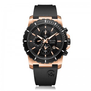 Alexandre Christie AC 6141 Rosegold Black Rubber Chronograph MCRBRBA